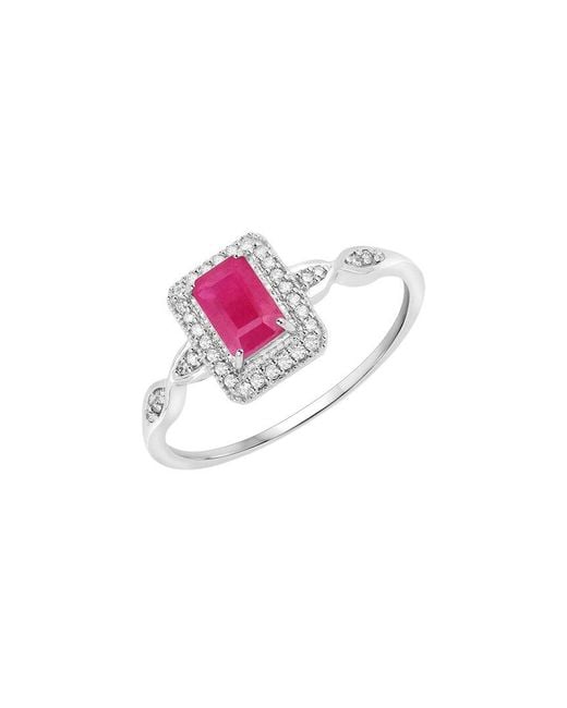 Diana M Pink Fine Jewelry 14k 0.75 Ct. Tw. Diamond & Ruby Ring