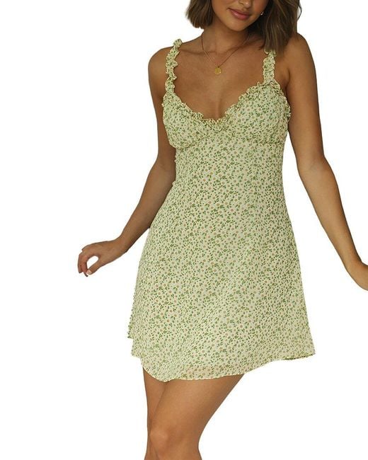 DELI S Green Solid Print Dress