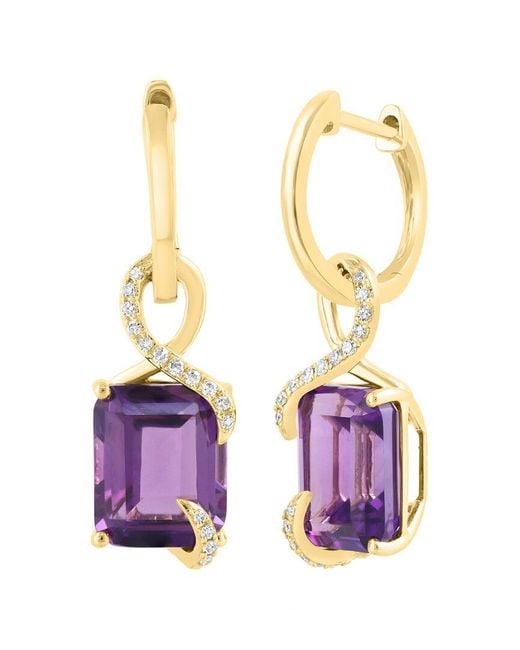 Effy Fine Jewelry Multicolor 14K 7.63 Ct. Tw. Diamond & Amethyst Earrings
