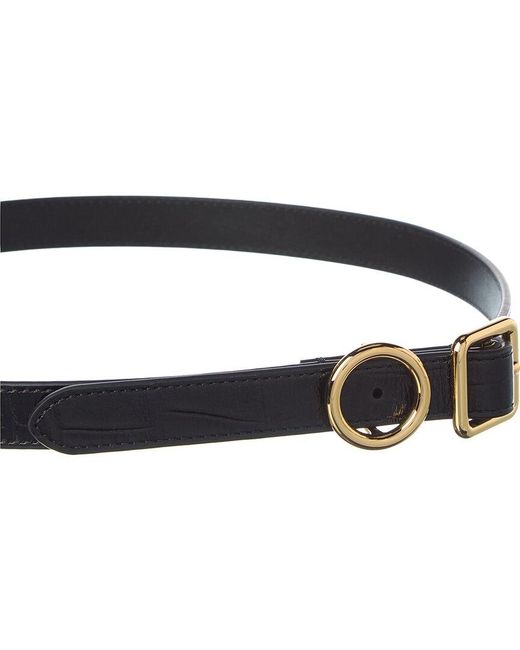 Jacquemus Black Regalo Thin Croc-Embossed Leather Belt
