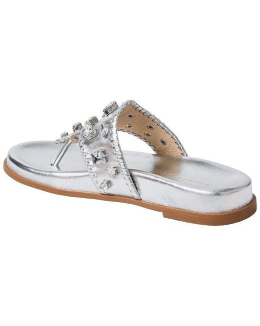 Jack Rogers White Jacks Sport Jeweled Leather Sandal