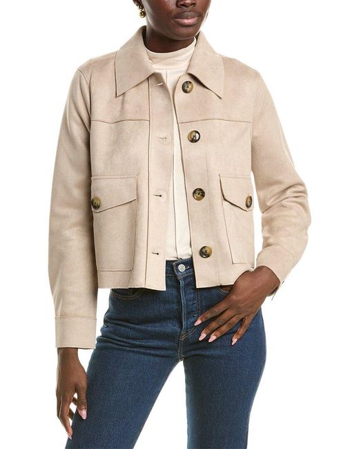 Tahari Collared Polyester Spandex Jacket in Natural Lyst UK