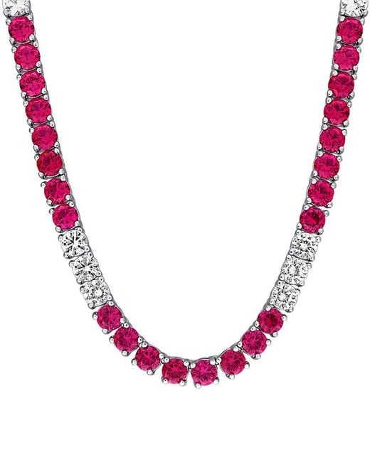 Rina Limor Pink 31.14 Ct. Tw. Lab-Grown Ruby And Sapphire Tennis Necklace