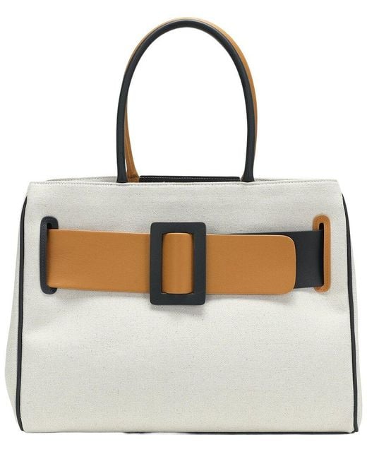 Tiffany & Fred Paris White Tiffany And Fred Paris Canvas Leather Belted Top Handle Satchel
