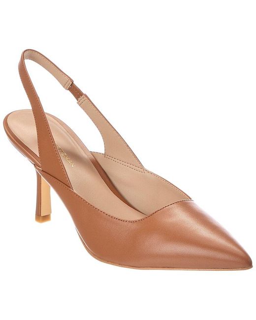 Stuart Weitzman Brown Zuri 75 Leather Slingback Pump