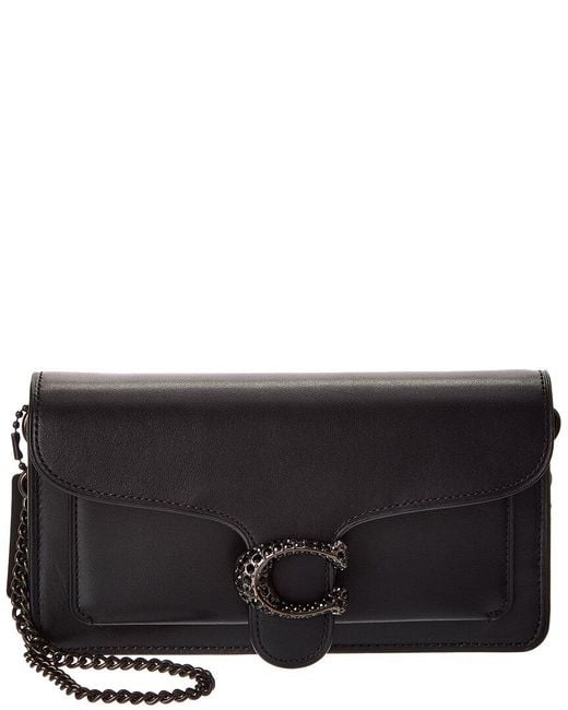 COACH Black Tabby Leather Chain Clutch