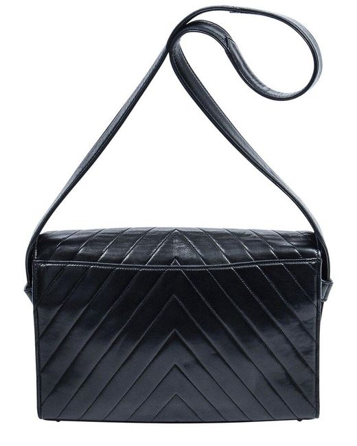 Chanel Black Quilted Lambskin Leather Chevron Single Flap Bag (Authentic Pre- Owned)