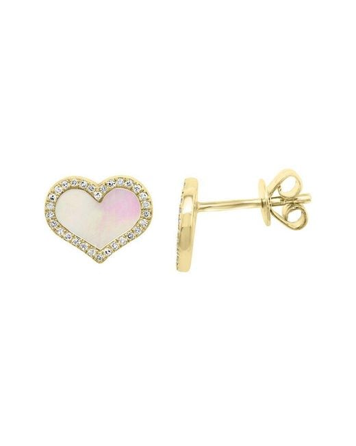 Effy Fine Jewelry Metallic Plated 0.14 Ct. Tw. Diamond & 8.0X6.0 Mm Pearl Earrings