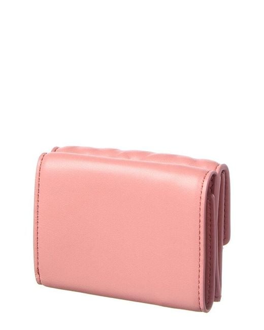 Fendi Pink Micro Trifold Leather Wallet