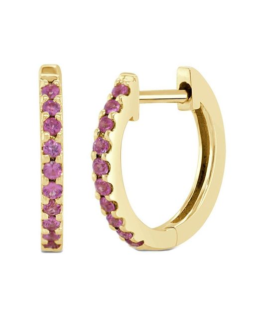Sabrina Designs Metallic 14k 0.15 Ct. Tw. Pink Sapphire Huggie Earrings