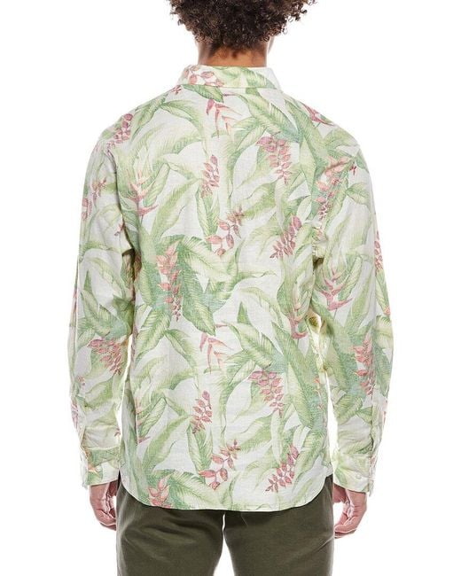 Tommy Bahama Green Barbados Breeze Calypso Fronds Linen-Blend Shirt for men