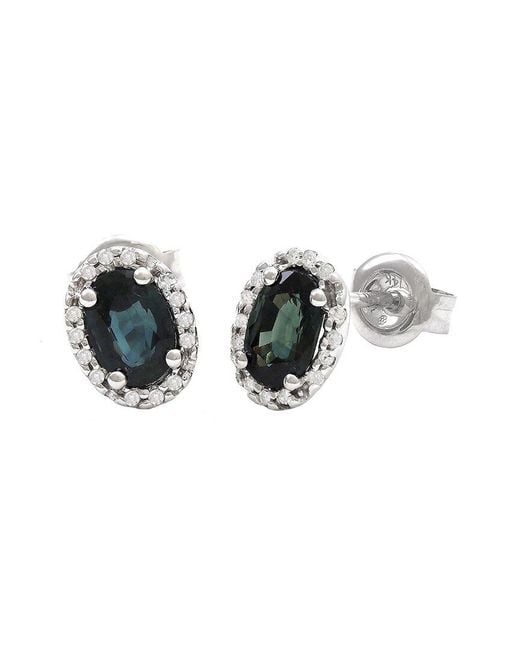 Gemstones Metallic 1.33 Ct. Tw. Diamond & Sapphire 14K Earrings