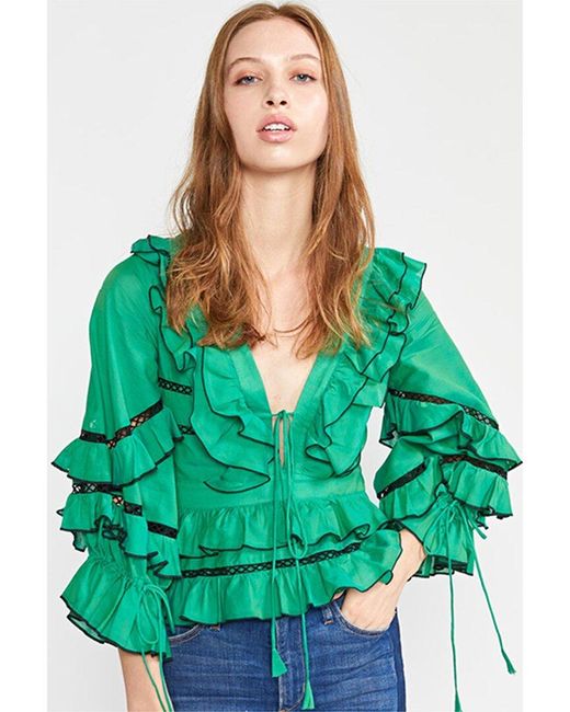 Cynthia Rowley Green Stella Tie; Front Tiered Top