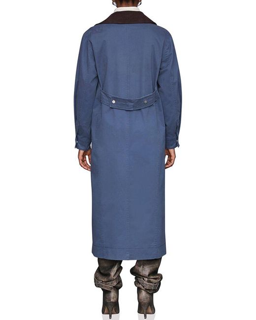 Avec Les Filles Blue Asymmetrical Utility Trench Coat