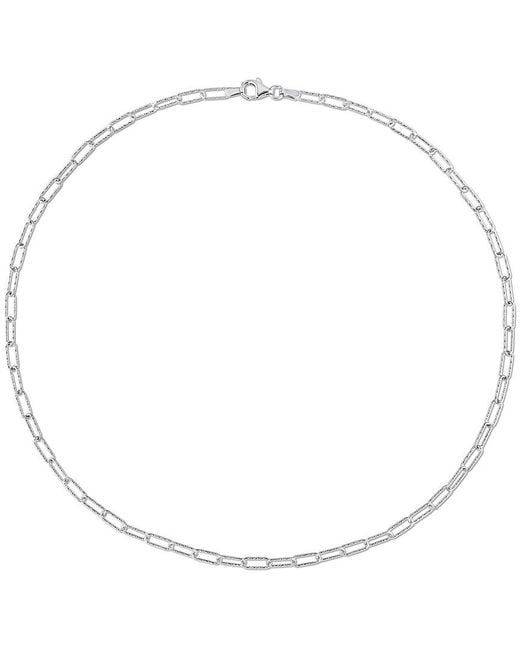 Italian Silver Metallic Fancy Paperclip Chain Necklace