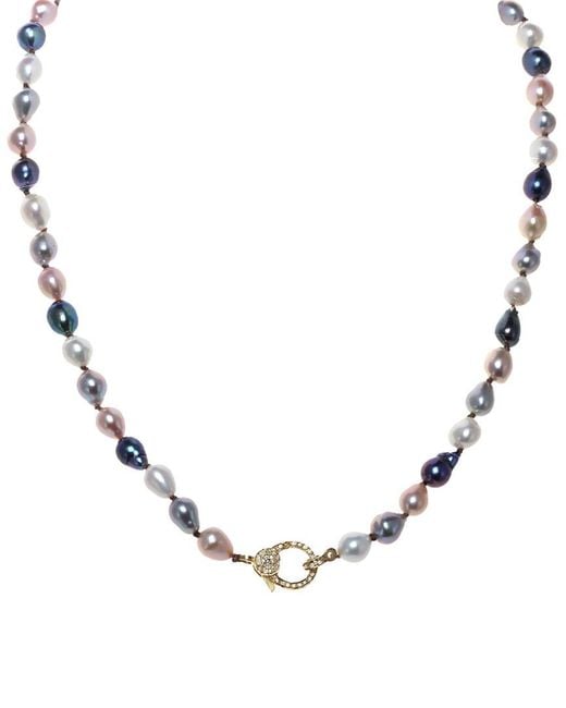 Margo Morrison Metallic Vermeil 0.57 Ct. Tw. Diamond & Pearl Necklace
