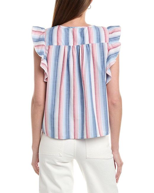 Lilla P Blue Sleeveless Ruffle Top