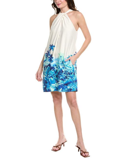 Tommy Bahama Blue Ocean Side Views Silk Halter Midi Dress