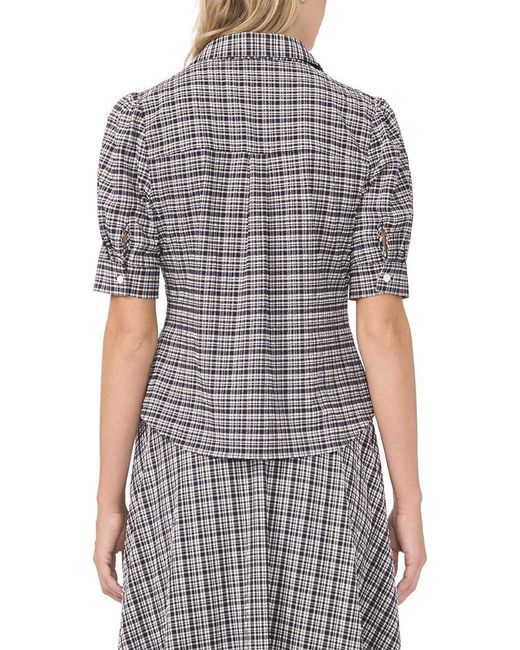 Vince Camuto Gray Puff Shoulder Button Down Shirt