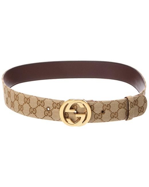Gucci Brown Canvas & Leather Belt for men