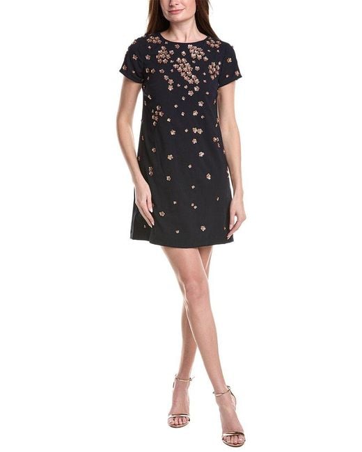 Adrianna Papell Black Short Sleeve Midi Dress