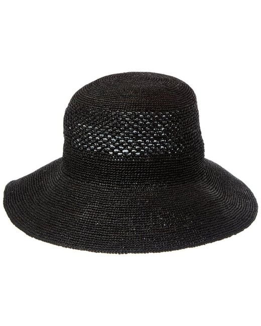 Bruno Magli Black Packable Floppy Crochet Hat
