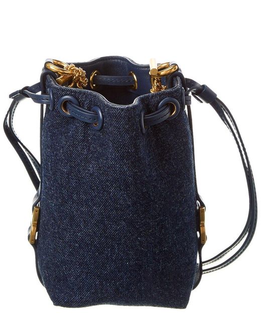 Chloé Blue Marcie Micro Denim & Leather Bucket Bag