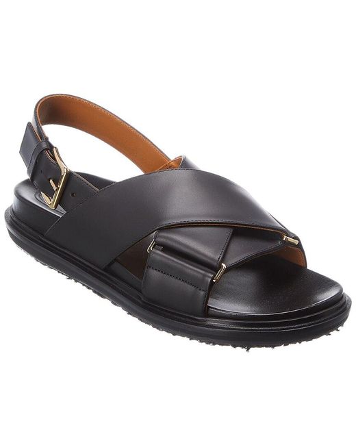 Marni Fussbett Smooth Leather Sandals in Black_blublack (Black) - Save 68%  - Lyst