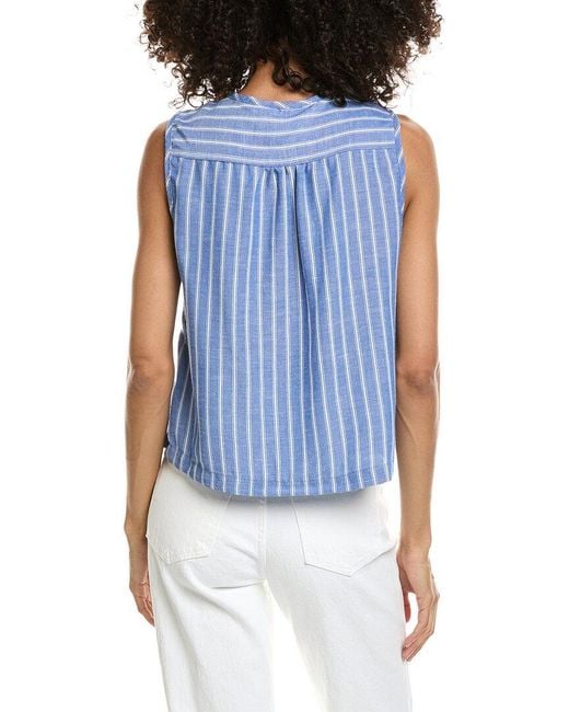 Max Studio Blue Pleated Button Front Blouse