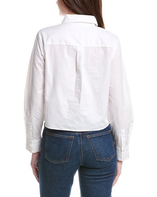 Cece White Cropped Bow Top