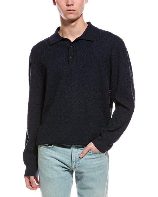 Slate & Stone Blue Basket Weave Polo Sweater for men