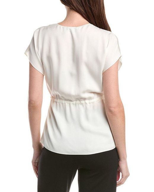 Theory White Silk Wrap Top