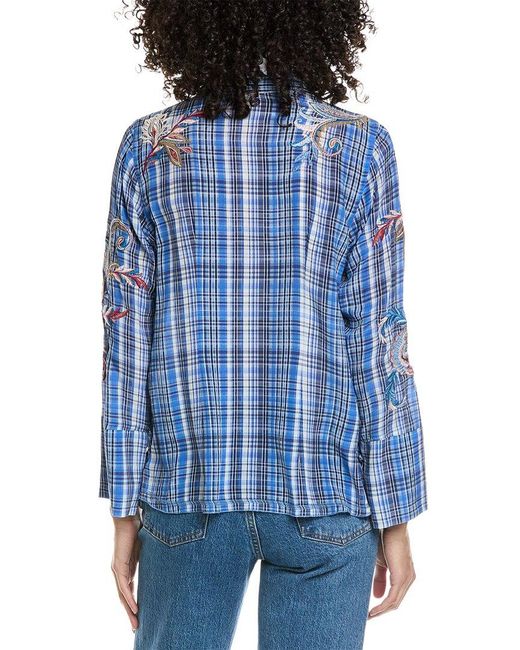 Johnny Was Blue Alexa Silk Shirt
