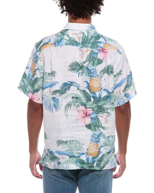 Tommy Bahama Blue Pineapple Petals Linen Camp Shirt for men