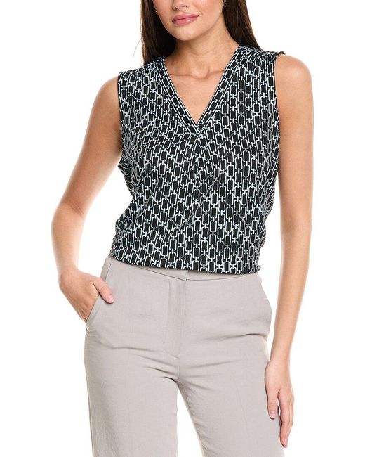 Jones New York Blue Pleat Front Shell