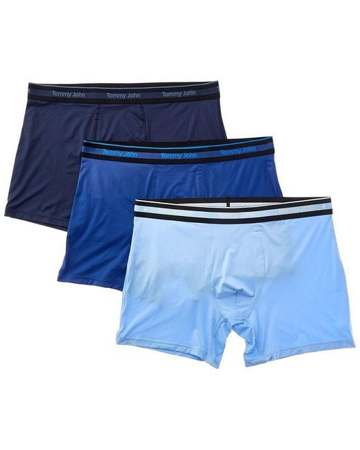 Tommy John Blue 3Pk Comfort Micro 4" Boxer Brief for men