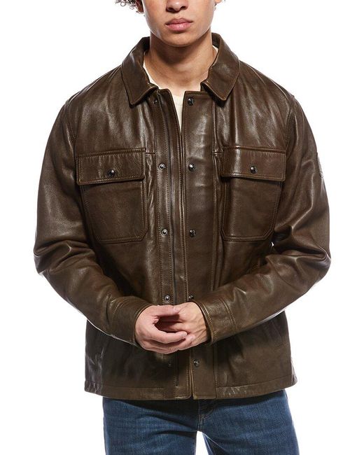 Belstaff Brown Quarry Leather Overshirt for men