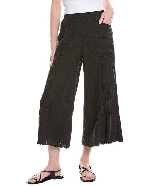 XCVI Black Brielle Linen Gaucho Pant