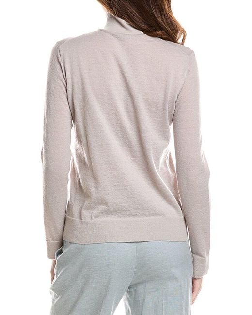 Lafayette 148 New York Gray Side Split Stand Collar Mohair & Wool-Blend Sweater