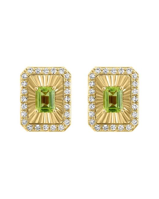 Effy Fine Jewelry Metallic 14K 0.69 Ct. Tw. Diamond & Peridot Earrings