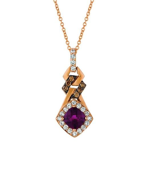 Le Vian White 14K Rose 1.27 Ct. Tw. Diamond & Rhodolite Pendant