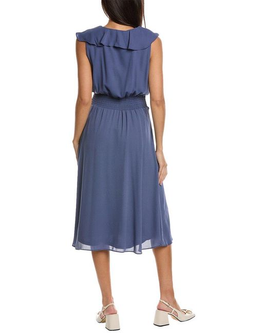 Vince Camuto Blue Smocked Waist Midi Dress