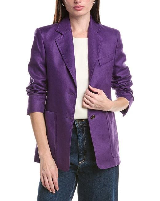 Max Mara Purple Guglia Linen-Blend Jacket