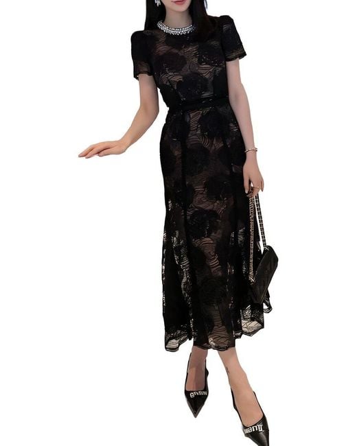 BRC By BURRYCO Black Silk-Blend Midi Dress