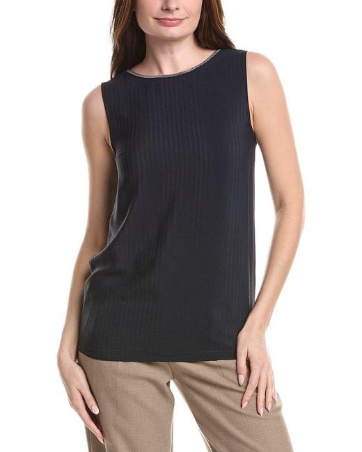 Fabiana Filippi Black Seersucker Silk-Blend Tank