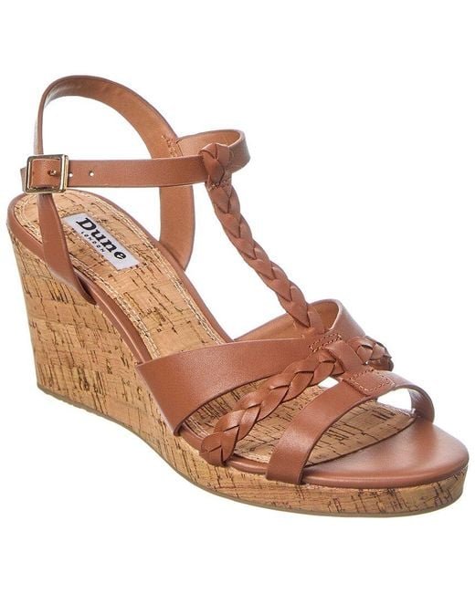 Dune Brown Koali Leather Wedge Sandal