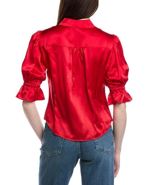 Cinq À Sept Red Fiona Silk Top
