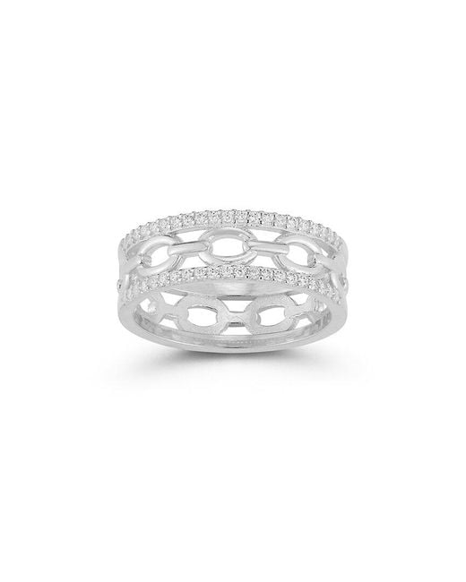 Chloe and Madison White Silver Cz Triple Stack Ring