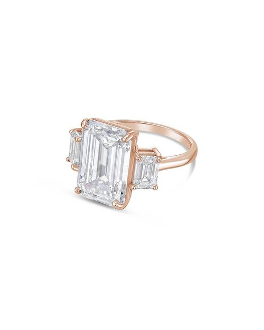 Diana M White Diana M. 14K Rose 3.50 Ct. Tw. Lab-Grown Diamond Three-Stone Ring