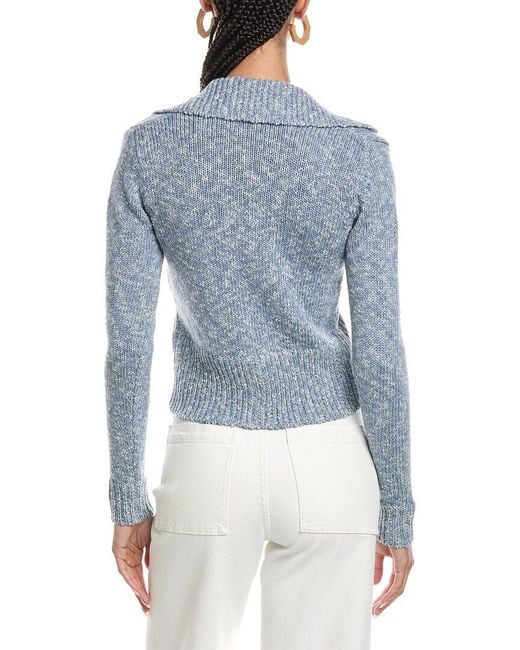 ATM Blue Collared Wool-Blend Cardigan